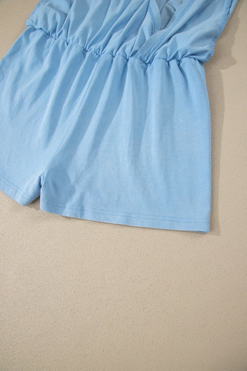 Mineral Wash V Neck Tee And Matching Skort Set