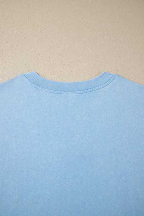 Mineral Wash V Neck Tee And Matching Skort Set