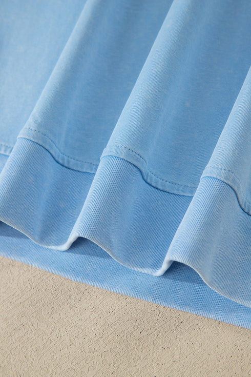 Mineral Wash V Neck Tee And Matching Skort Set