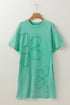 Mineral Wash Vintage Floral Patchwork Mini T Shirt Dress
