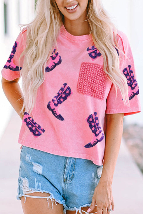 Mineral Wash Western Boot Graphic Pocket Tee