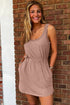 Mineral Wash Western Sleeveless U Neck Elastic Waist Mini Dress