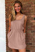 Mineral Wash Western Sleeveless U Neck Elastic Waist Mini Dress