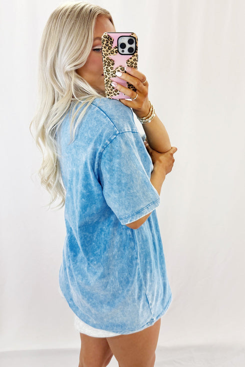 Mineral Washed Solid Casual Oversized Cotton Tee