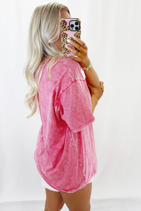 Mineral Washed Solid Casual Oversized Cotton Tee