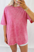 Mineral Washed Solid Casual Oversized Cotton Tee