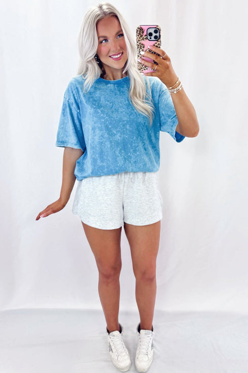 Mineral Washed Solid Casual Oversized Cotton Tee
