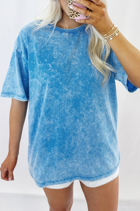 Mineral Washed Solid Casual Oversized Cotton Tee
