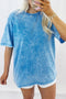 Mineral Washed Solid Casual Oversized Cotton Tee