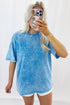 Mineral Washed Solid Casual Oversized Cotton Tee