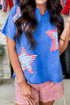 Mineral Washed Star Patchwork Notched Neck Tee