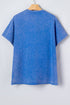 Mineral Washed Star Patchwork Notched Neck Tee