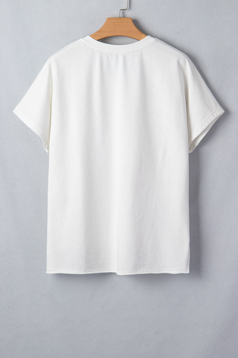 Mineral Washed Star Patchwork Notched Neck Tee