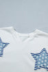 Mineral Washed Star Patchwork Notched Neck Tee