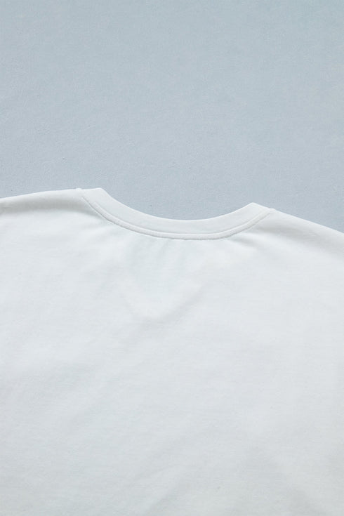 Mineral Washed Star Patchwork Notched Neck Tee