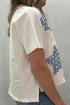 Mineral Washed Star Patchwork Notched Neck Tee