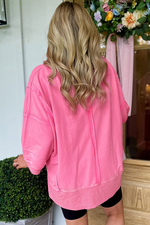 Mineral Washed V Neck Bracelet Sleeve Relaxed Fit T Shirt