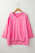 Mineral Washed V Neck Bracelet Sleeve Relaxed Fit T Shirt