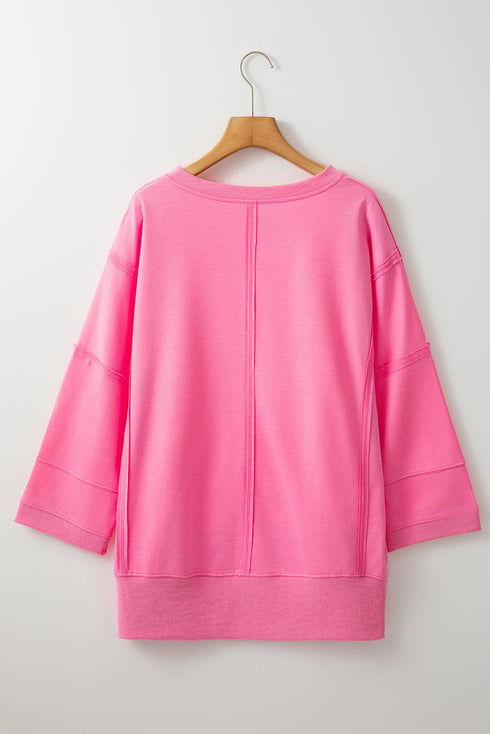 Mineral Washed V Neck Bracelet Sleeve Relaxed Fit T Shirt