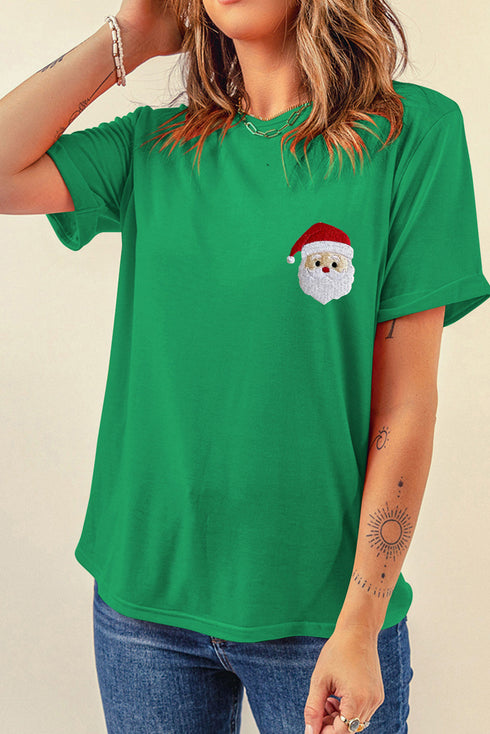 Mini Santa Embroidered Chest Detail Graphic Tee