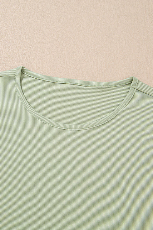 Minimalist Chic Sleeveless Crew Neck Ribbed Wide Leg Lounge Pants Set