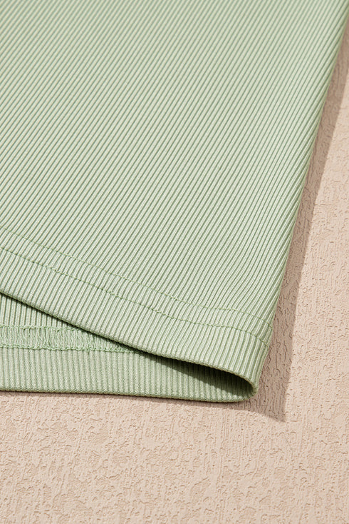 Minimalist Chic Sleeveless Crew Neck Ribbed Wide Leg Lounge Pants Set