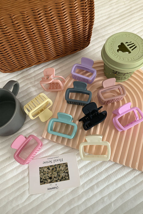Minimalist Frosted Matte Rectangular Cut Out Hair Claw Clip