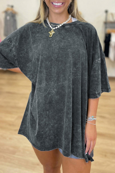 Minimalist Mineral Washed Pure Cotton Casual Tee