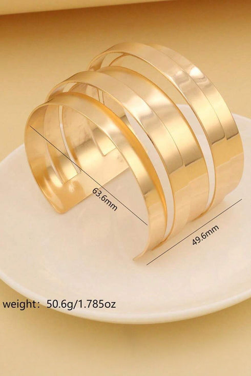 Minimalist Multi Row Open Structure Alloy Bangle