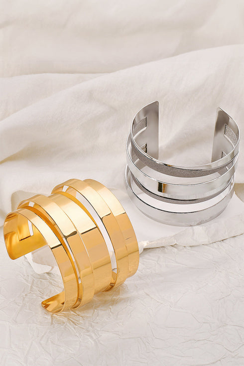 Minimalist Multi Row Open Structure Alloy Bangle