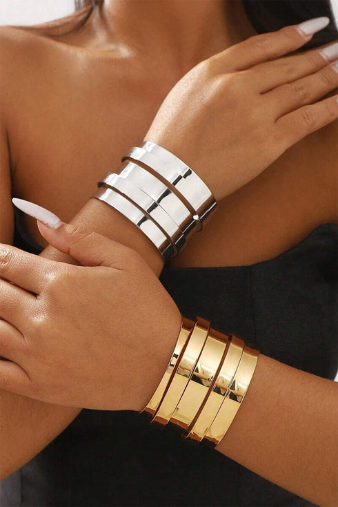 Minimalist Multi Row Open Structure Alloy Bangle