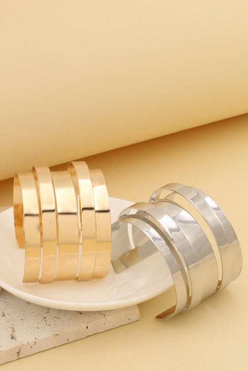 Minimalist Multi Row Open Structure Alloy Bangle