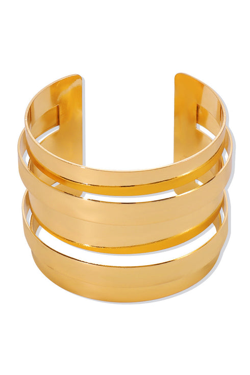 Minimalist Multi Row Open Structure Alloy Bangle