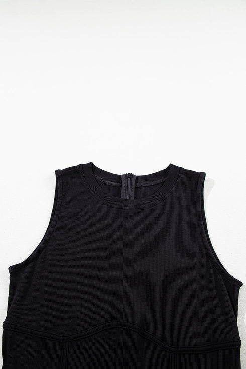 Minimalist Sleeveless Cinched Waist Wide Leg Jumpsuit