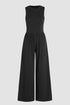 Minimalist Sleeveless Cinched Waist Wide Leg Jumpsuit