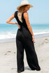Minimalist Sleeveless Cinched Waist Wide Leg Jumpsuit