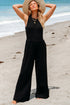 Minimalist Sleeveless Cinched Waist Wide Leg Jumpsuit