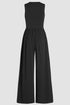 Minimalist Sleeveless Cinched Waist Wide Leg Jumpsuit