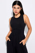 Minimalist Sleeveless Cinched Waist Wide Leg Jumpsuit