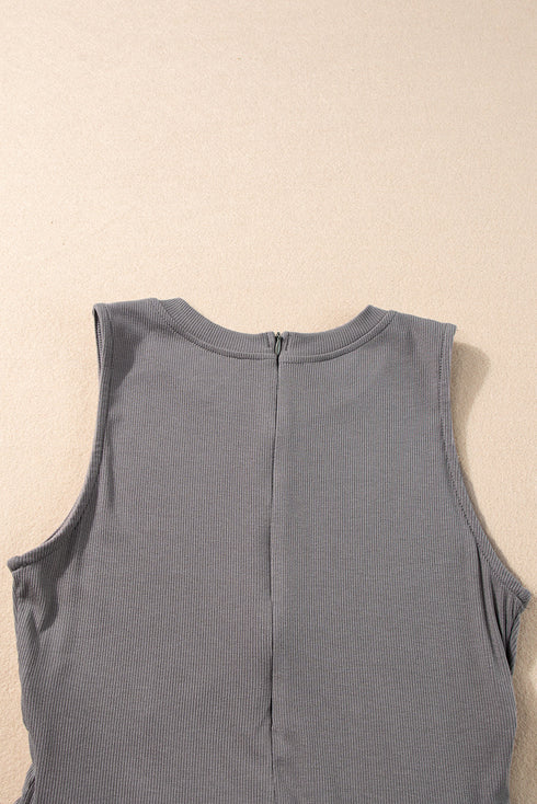Minimalist Sleeveless Cinched Waist Wide Leg Jumpsuit