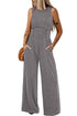 Minimalist Sleeveless Cinched Waist Wide Leg Jumpsuit