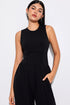 Minimalist Sleeveless Cinched Waist Wide Leg Jumpsuit
