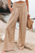 Minimalist Smocked High Waist Wide Leg Flowy Pants