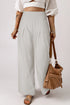 Minimalist Smocked High Waist Wide Leg Flowy Pants