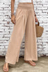 Minimalist Smocked High Waist Wide Leg Flowy Pants
