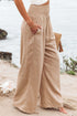 Minimalist Smocked High Waist Wide Leg Flowy Pants