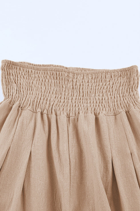 Minimalist Smocked High Waist Wide Leg Flowy Pants