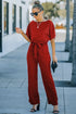 Minimalist Solid Belted Wide Leg Jumpsuit