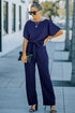 Minimalist Solid Belted Wide Leg Jumpsuit
