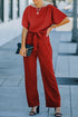 Minimalist Solid Belted Wide Leg Jumpsuit